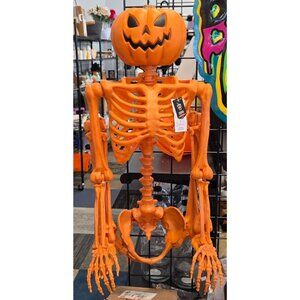 Hyde & Eek! 60" Tall Posable Halloween Decorative Pumpkin Orange Skeleton